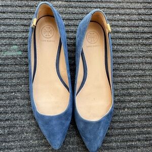 Tory Burch Blue Suede Ballet Flats